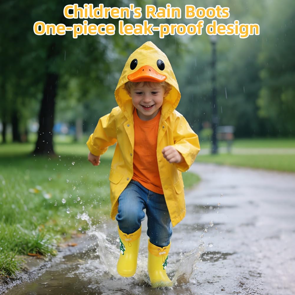 Aomig Botas de Agua Niños, Botas de Lluvia de Dinosaurio, Impermeable y Antideslizante con Cordón Ajustable en el Cuello, Bota de Agua Ligera — view 2