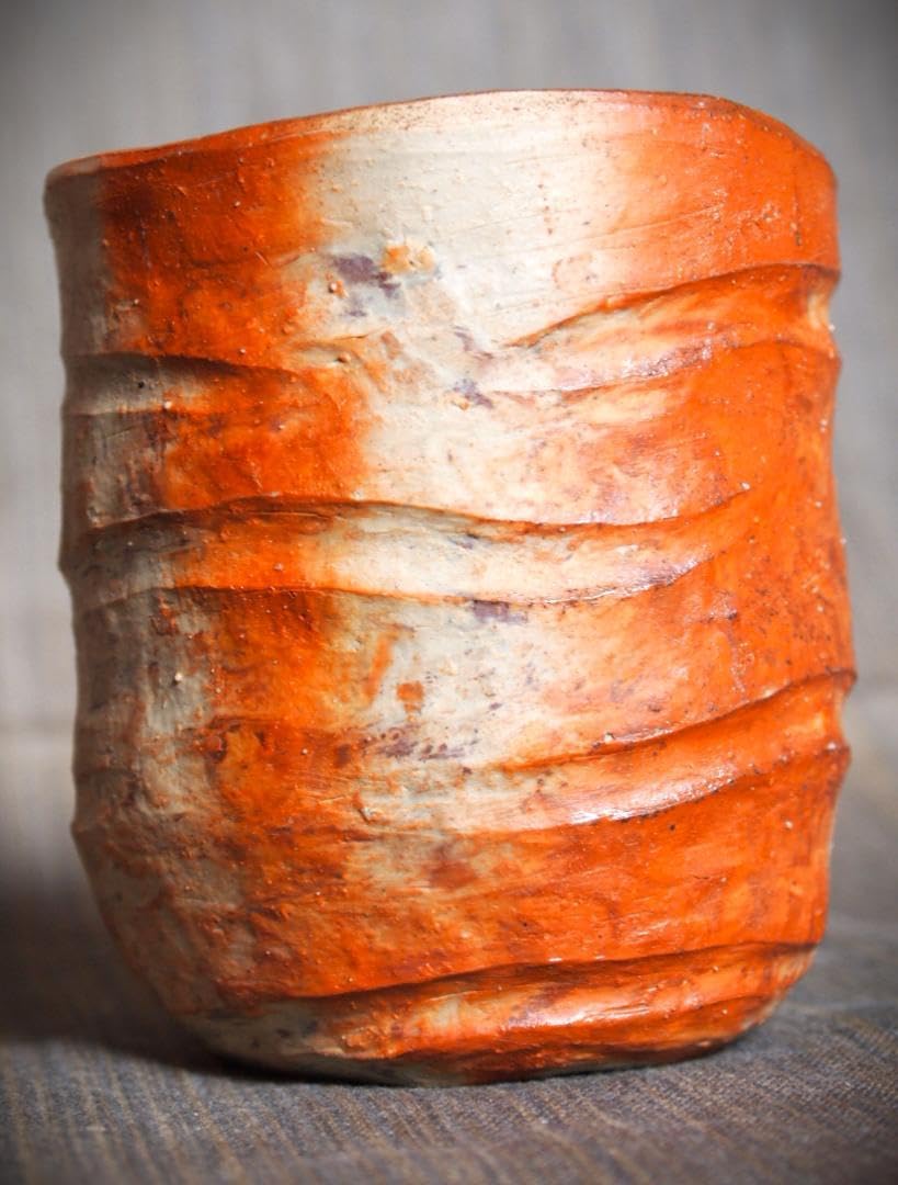 Amazon | 川端文男師 金重利 右衛門 備前 自然練り込み 湯呑み | ノー