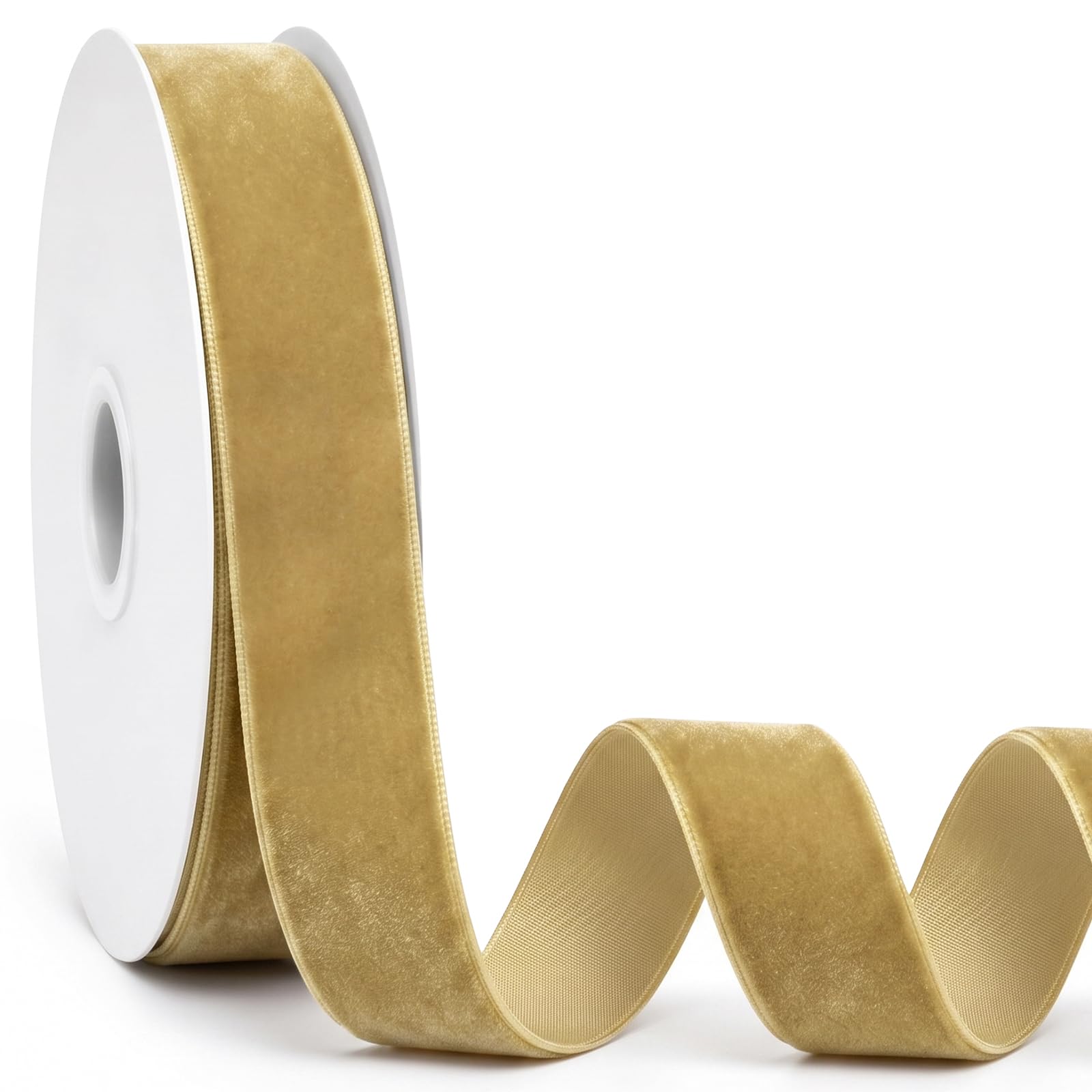 jijAcraft 25mm Light Brown Velvet Ribbon: 22m Gift Wrapping Velvet Ribbon — image 1