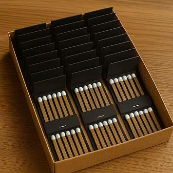 50 Plain Shiny Black 20 Strike Matches Matchbooks, Wedding Party Favors Etc.