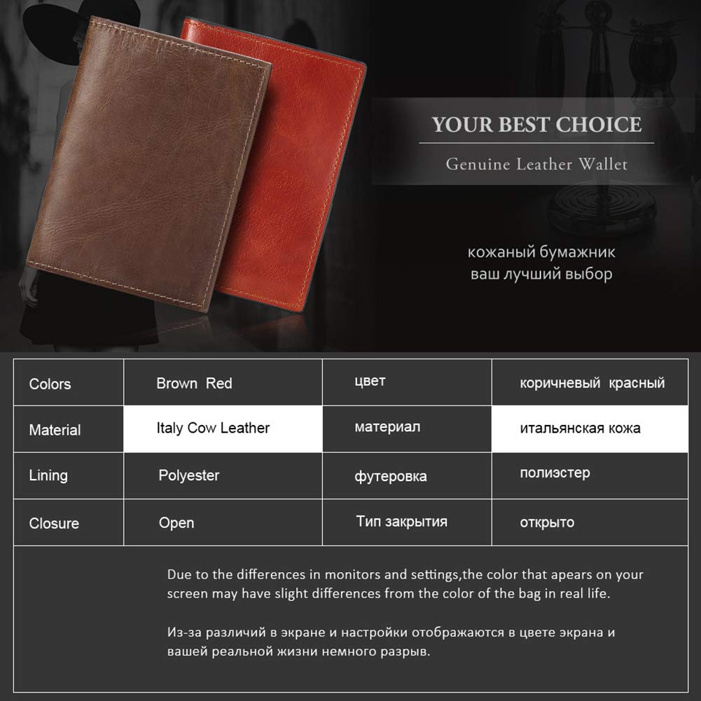 C- Titolare della Carta in Pelle, Portafoglio - Portafoglio da Viaggio/Porta passaporto Portafoglio/Protezione passaporto/Confezione Regalo per Uomo e Donna,Rosso