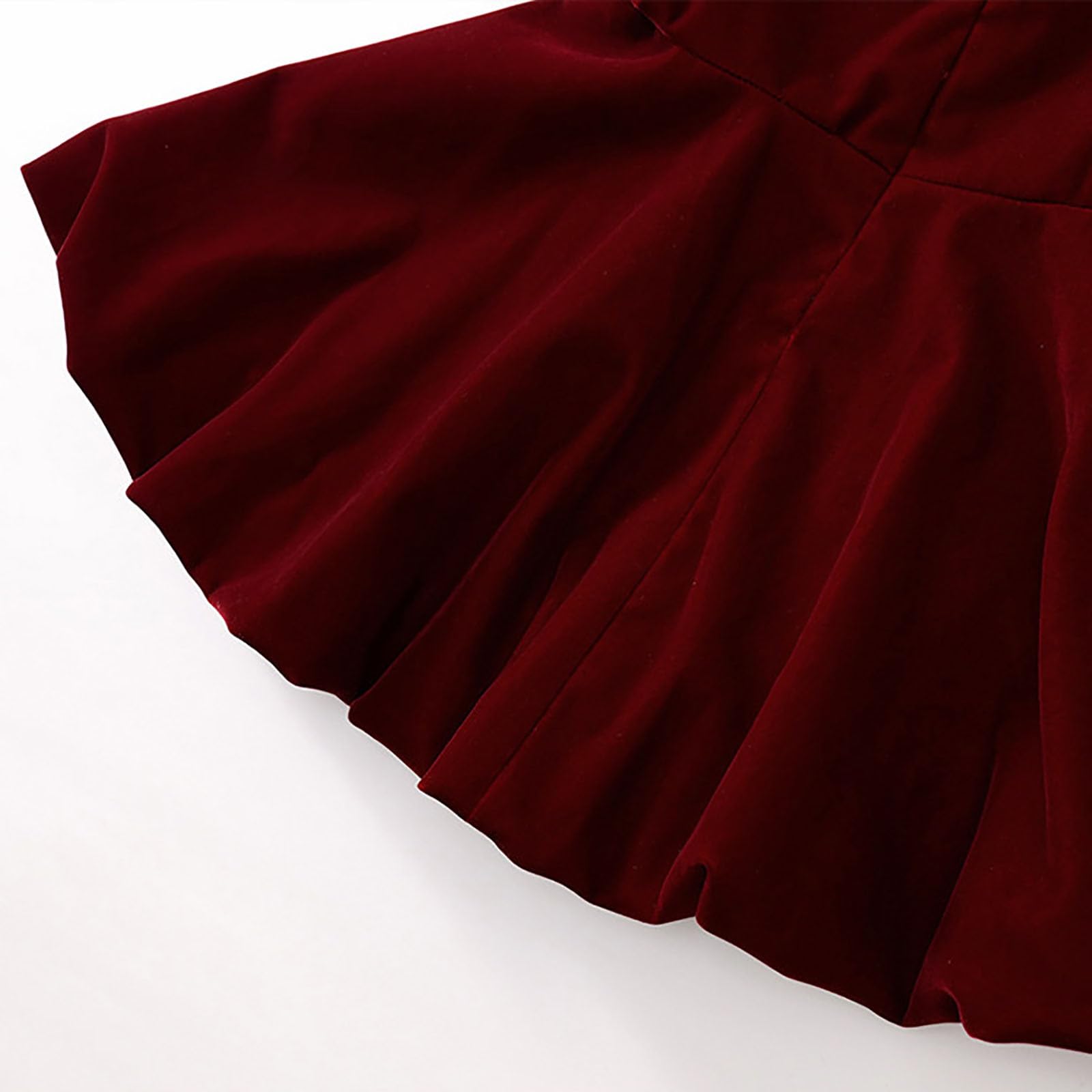 Generisch Elegante abito da festa rosso con perle a maniche lunghe per vacanze invernali, occasioni formali, eventi speciali, ragazze da due a dieci anni