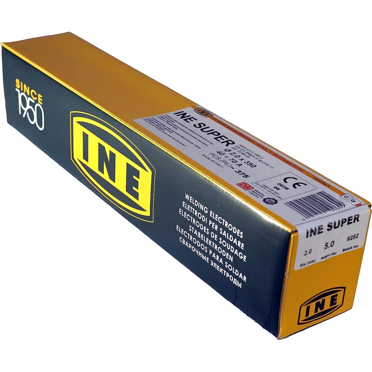 INE – Electrodos de soldadura arco rutilado diámetro 2 mm longitud 350 mm para acero 2-4 mm – 375 piezas – cebado fácil y débiles proyecciones lácteas desmontables – Consumible estación inversor