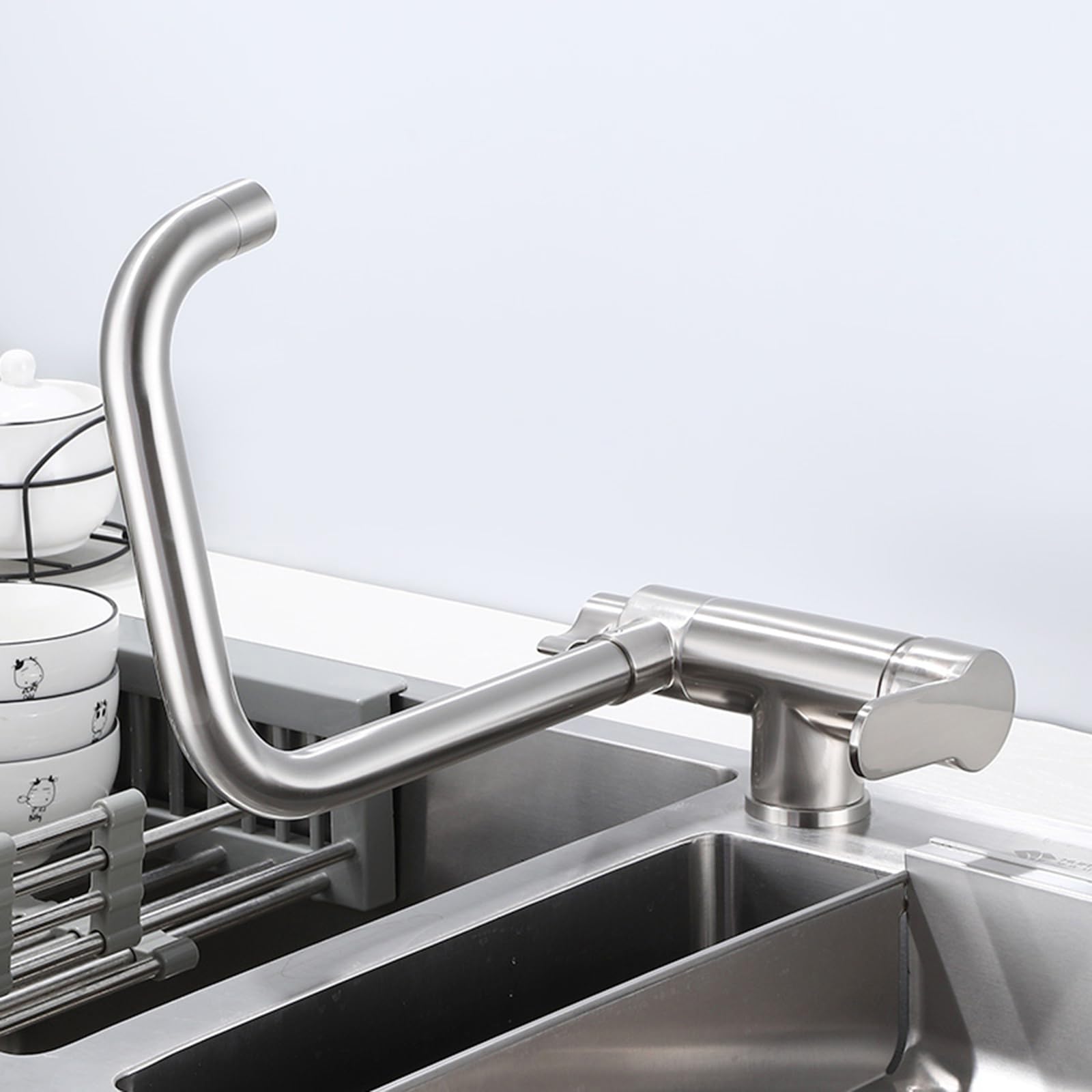 XJTNLB Robinet 3 Voies Osmoseur Brossé Mitigeur Monocommande Evier Rotation Robinet de Cuisine à Eau Potable Filtré Mitigeur à 3 Voies pour Evier-Un