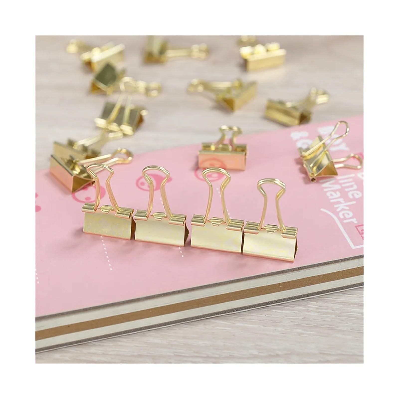 Foldback Klammern 100 Stück goldene Papierklammern aus Metall | Papierbinderklammer, Büroklammern, Mini-Binderklammern for Büro, Zuhause, Schule, Unternehmen(25mm)