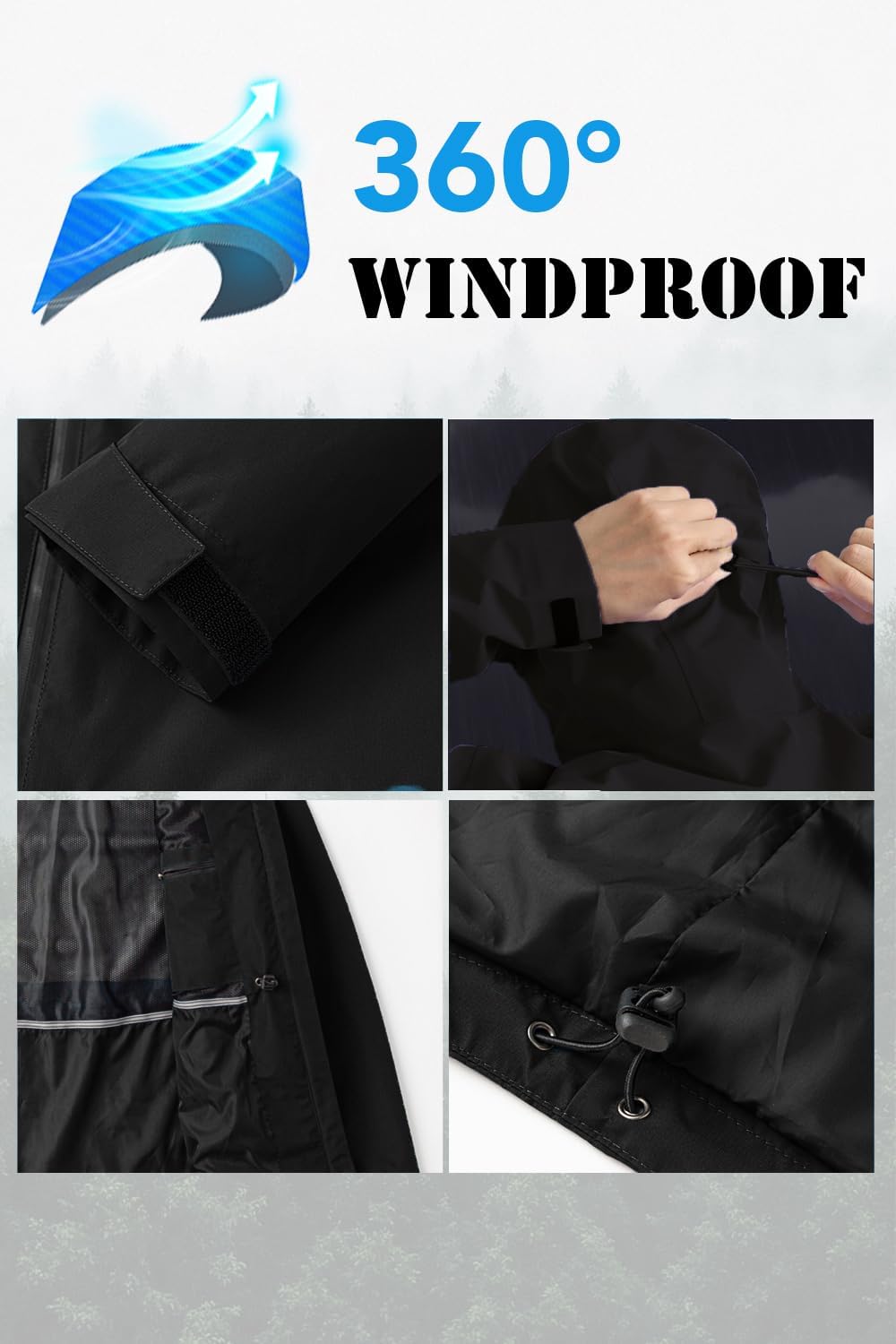 Women's Lightweight Packable Rain Jacket, Waterproof Hooded Rain Coat Windbreaker for Hiking,Cycling - Image 5