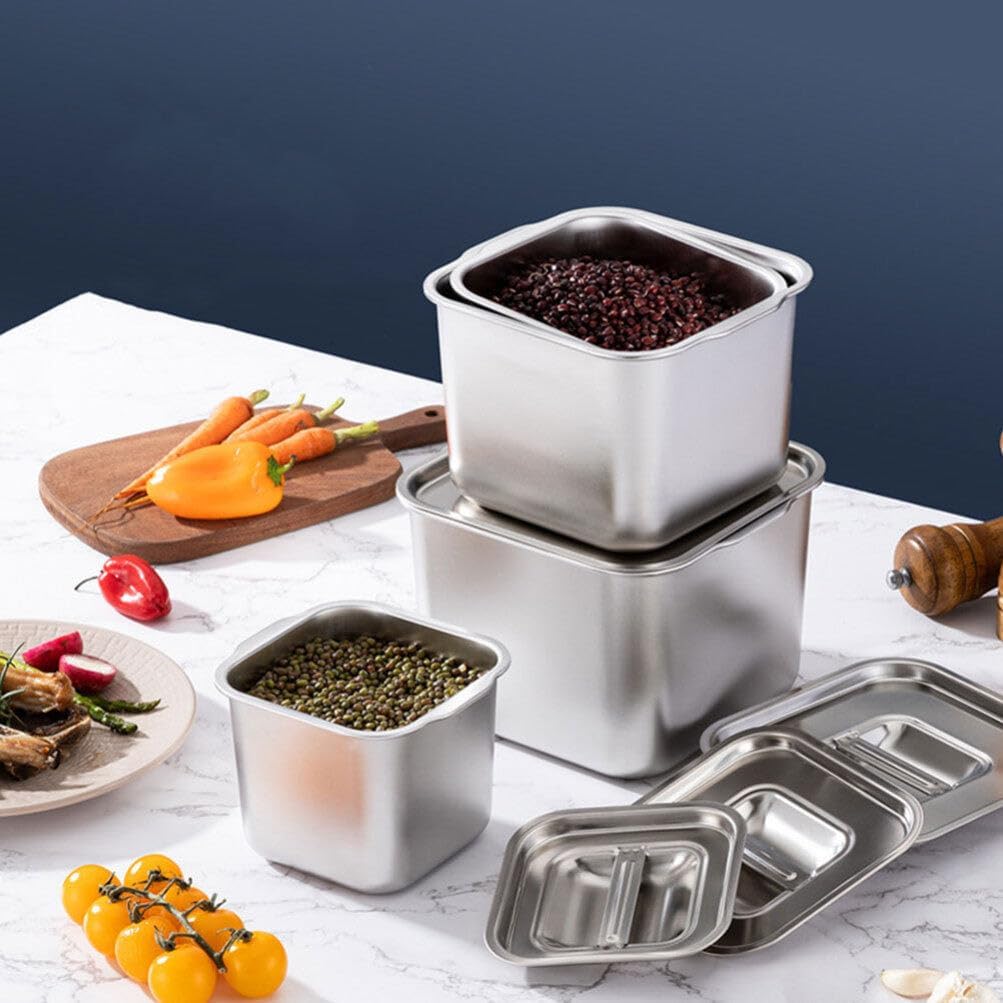 Stainless Steel Condiment Pot Seasoning Container with Lid for Kitchen