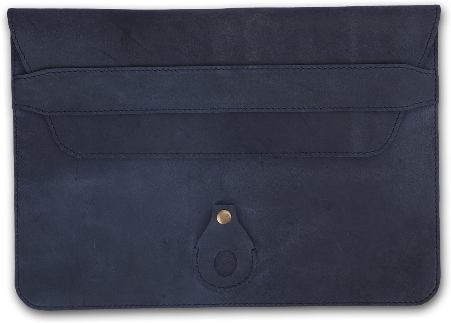 Genuine Leather Laptop Sleeve 13–14 Inch, Slim Laptop Case Compatible with Mac Pro 13 (M3, M2, M1 Chip) Mac Air 14 Surface 13.5 XPS 13/14 Yoga/IdeaPad, Brown Envelope Bag (Blue)