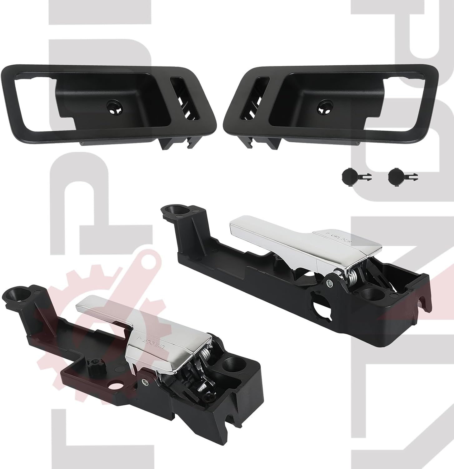 TQPONLY Interior Door Handle with Handle Trim Bezel | for Ford Fusion 2006-2012,Mercury Milan 2006-2012,Lincoln MKZ 2007-2012,Lincoln Zephyr 2006 | Front Left and Right Side Door