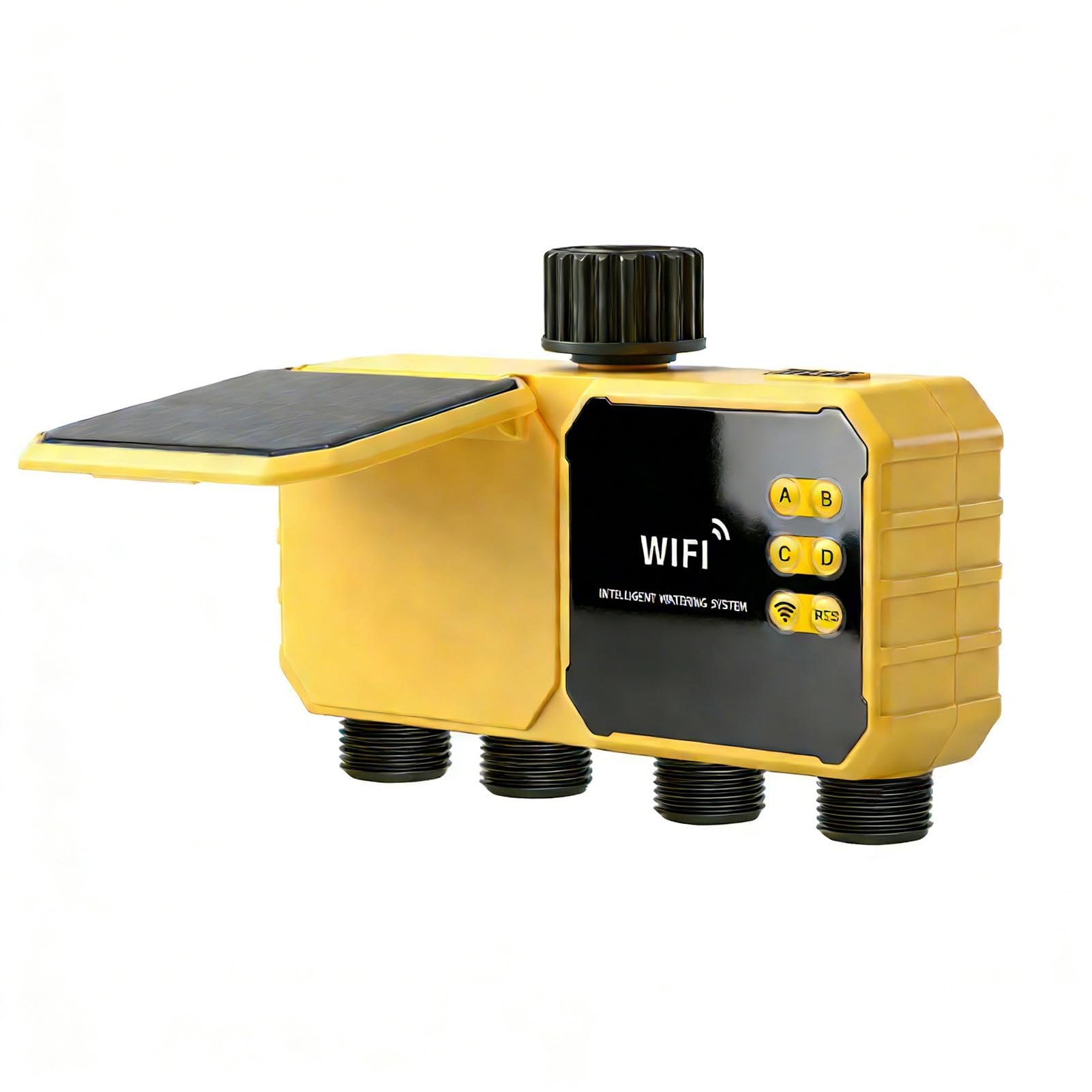 Smart Solar Water Timer Controller WiFi Ricaricabile Sensore Pioggia di Irrigazione da Giardino a 4 Zone per Giardinieri Intelligenti