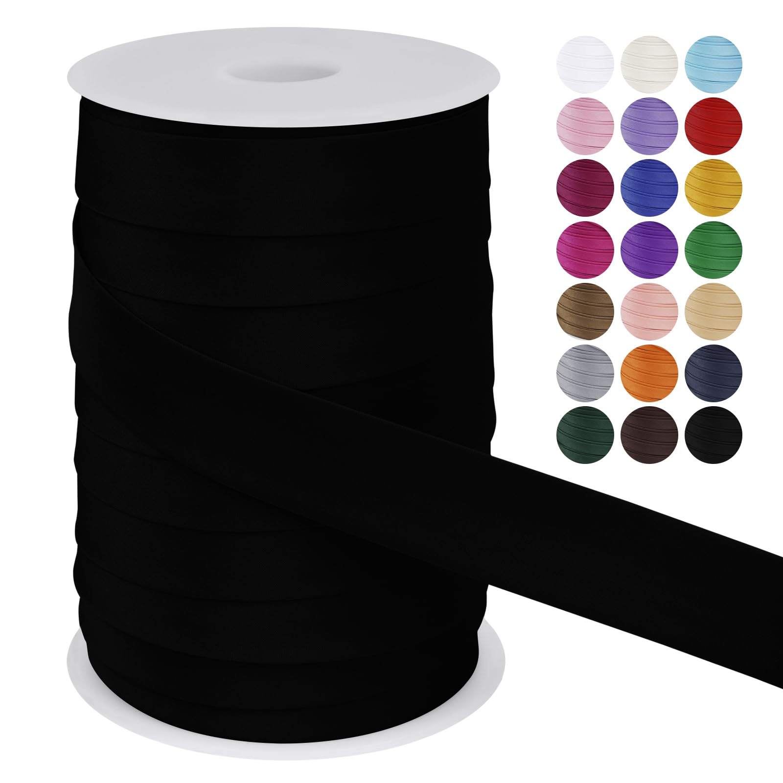 LEREATI Satin Bias Binding Tape for Sewing 1 Inch x 50m Sewing Bias Tape Double Fold