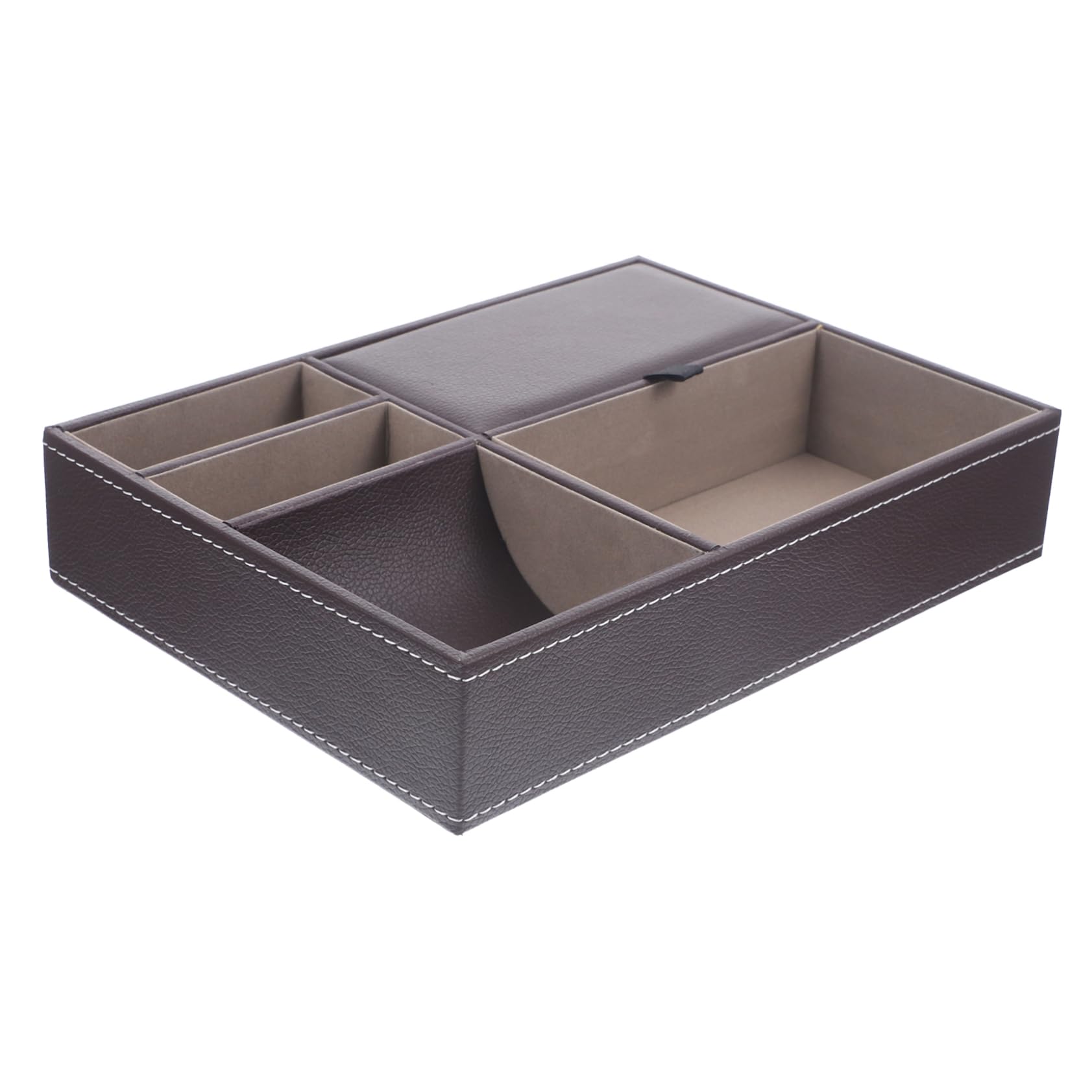 Boîte à bijoux en cuir vintage marron : élégance compacte multi-grilles