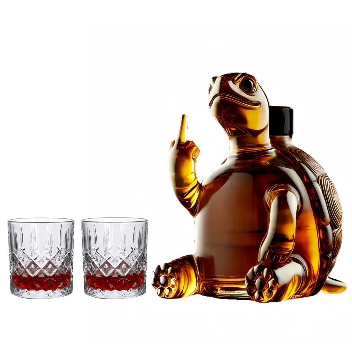 Karafka do whisky w kształcie zwierzęcia, 350 ml, szklana butelka na wino do przechowywania i serwowania alkoholu, kreatywna dekoracyjna karafka na alkohol do domowego baru i kolacji (jedna butelka i