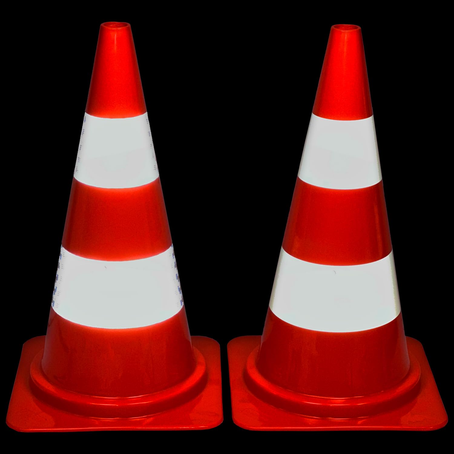 UvV SafeGlow Leitkegel | Farbe orange| PVC | reflektierende Folie | Höhe 30, 50 oder 75 cm | stabile und standfeste Ausführung (VPE: 2 Stück, Höhe: 75cm - Folie RA1)