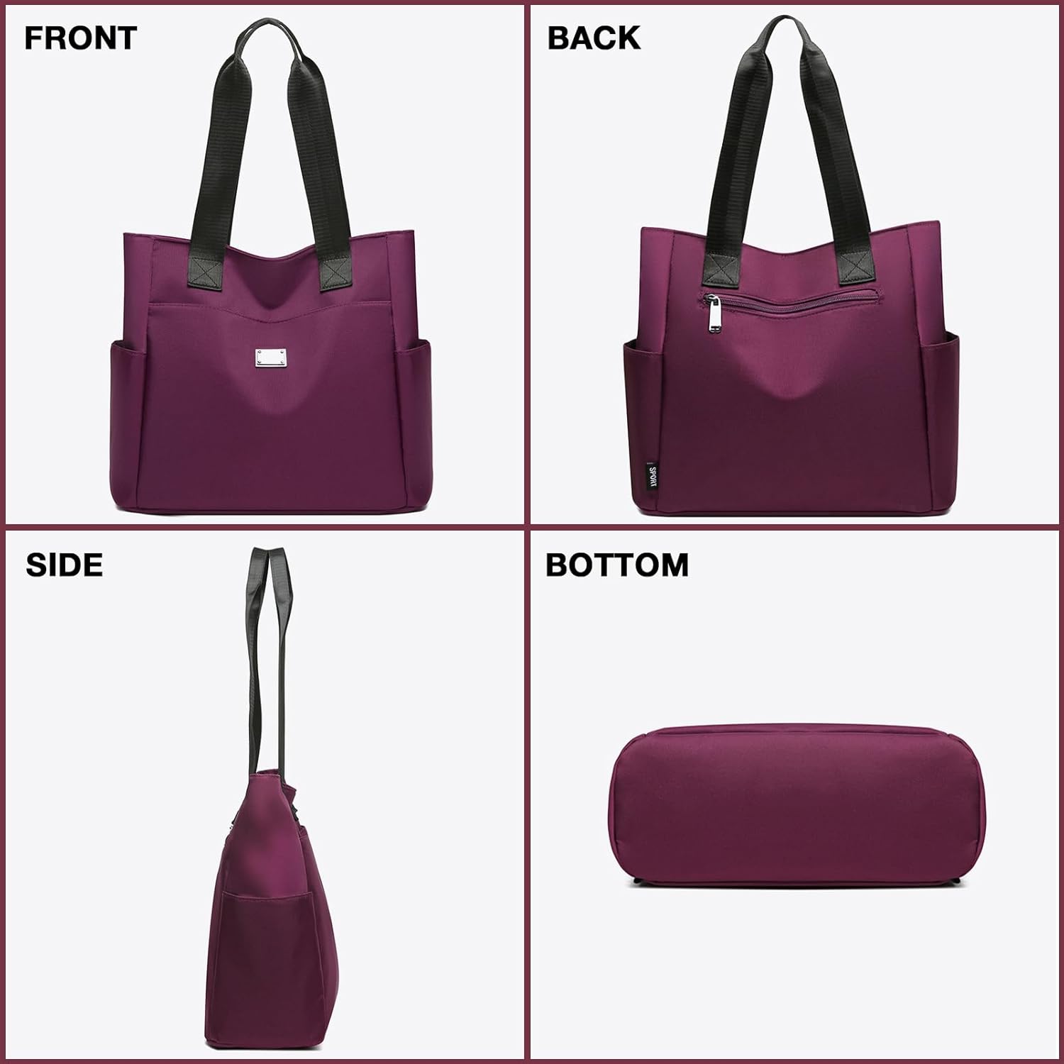 Waterproof Nylon Tote Bag for Women -Zippered Organizer for Work, Beach, Outdoor Essentials - Image 7