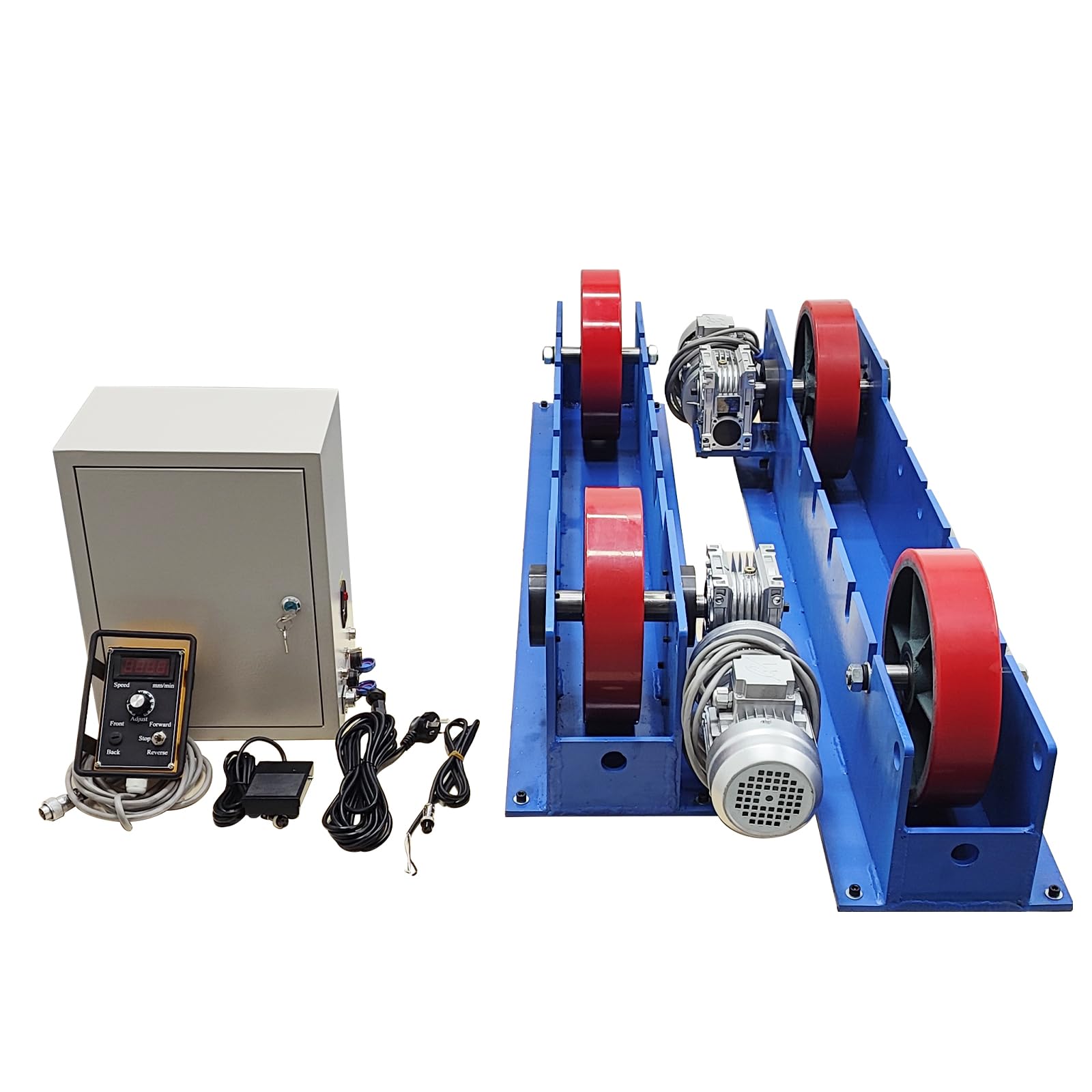 EQCOTWEA Adjustable Welding Turning Roller, Double Motor Drive Turning Rolls Linkage Roller, 3T Rotary Welding Positioner for Dia 50-2000mm, PU Rollers, for Welding Equipment Support, 220V 550W+550W