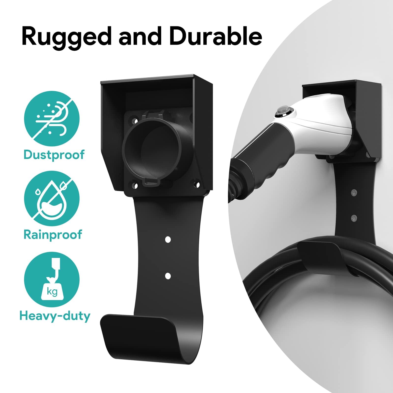 Green Cell Habu Holder Supporto a parete per cavo di ricarica EV Tipo 2 per veicoli elettrici porta-cavo pratico per appendere e riporre, resistente alle intemperie e adatto per uso interno ed