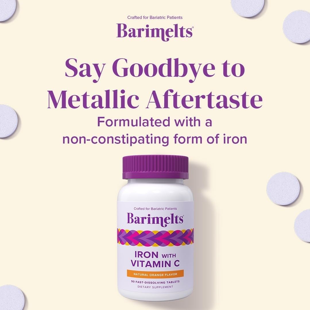 Barimelts Iron with Vitamin C, 90 Fast-Dissolving Tablets (1-Month Supply), Sugar-Free Bariatric Iron Supplement for Women, Natural Orange Flavor​ — Amazon image 8