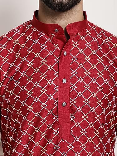 Image of SOJANYA (Since 1958 Men's Silk Blend Kurta and Pyjama with Nehru Jacket