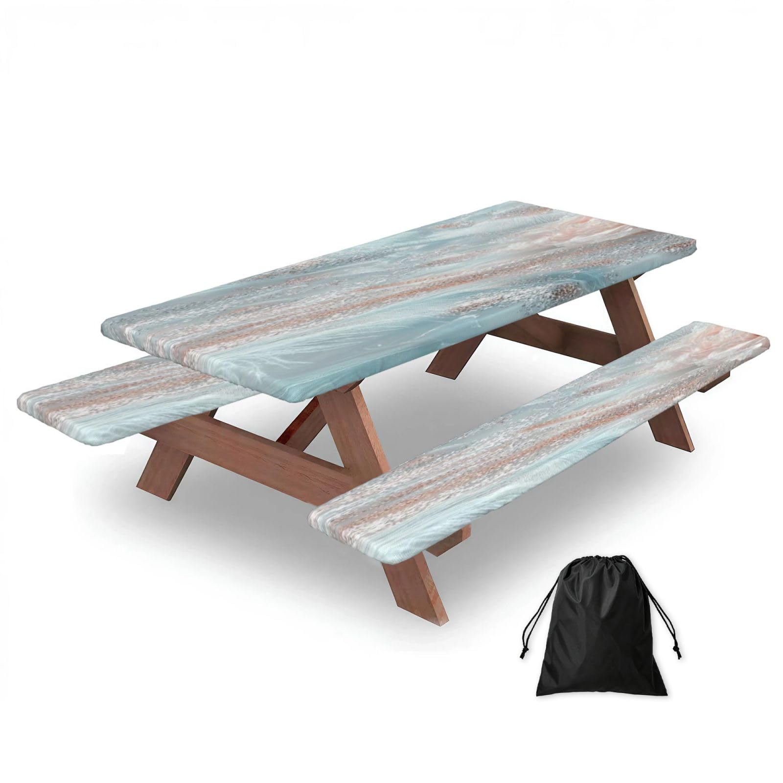 Nappe de table de pique-nique extensible plumes argentées chic