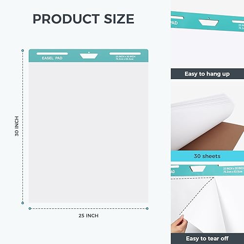 Miniatura 4 de Dollate Super Sticky Easel Pad25x30 Inch Self-Adhesive Teacher'S Flip Chart Paper, Easel Pad with Dry Erase Surface for ClassroomOffice, White,