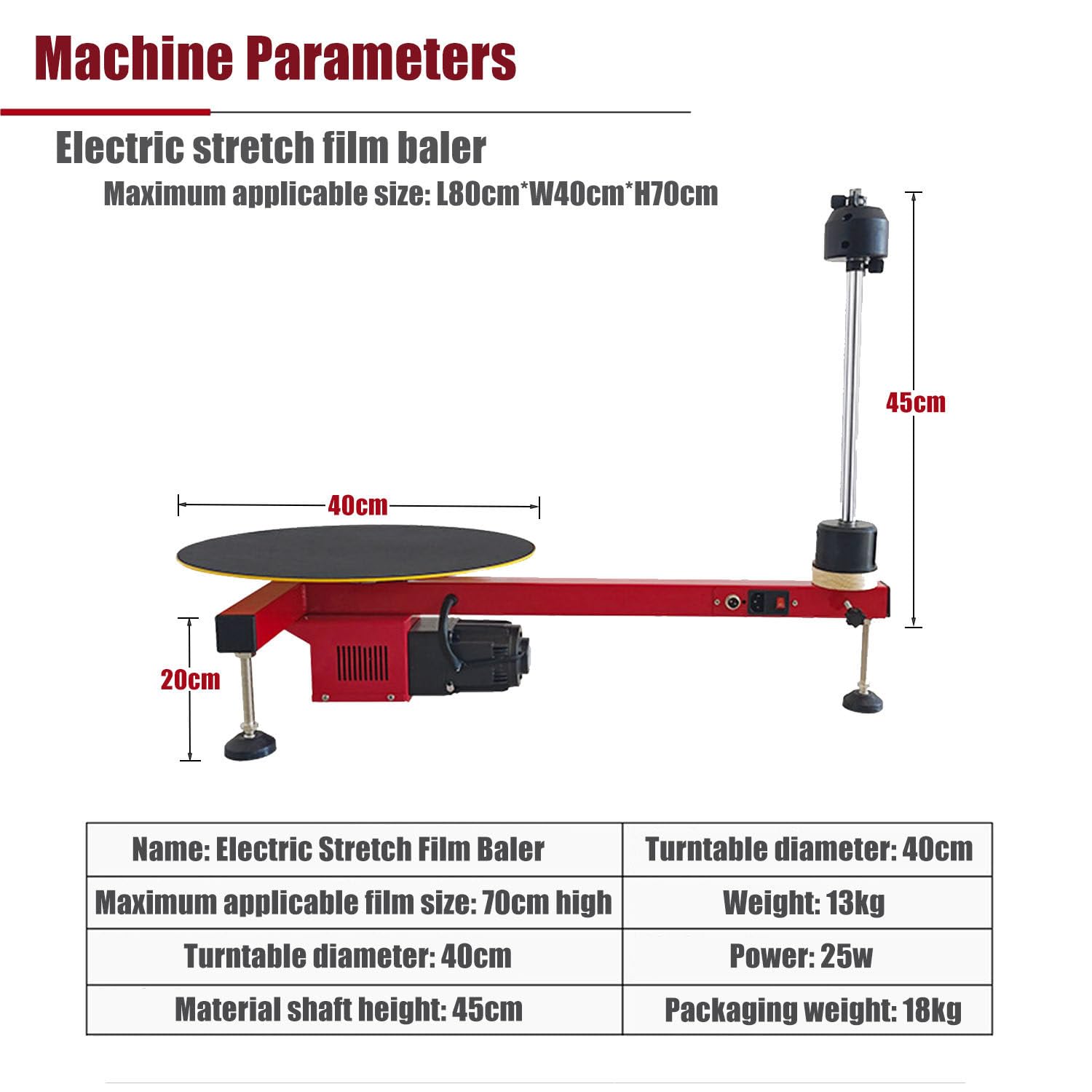 Pressa per Film Avvolgente, Macchina avvolgitrice elettrica per Film Estensibile, velocità 40 Giri/min, Adatta per Magazzini, fabbriche,Centri logistici, aziende agricole e Case Electric