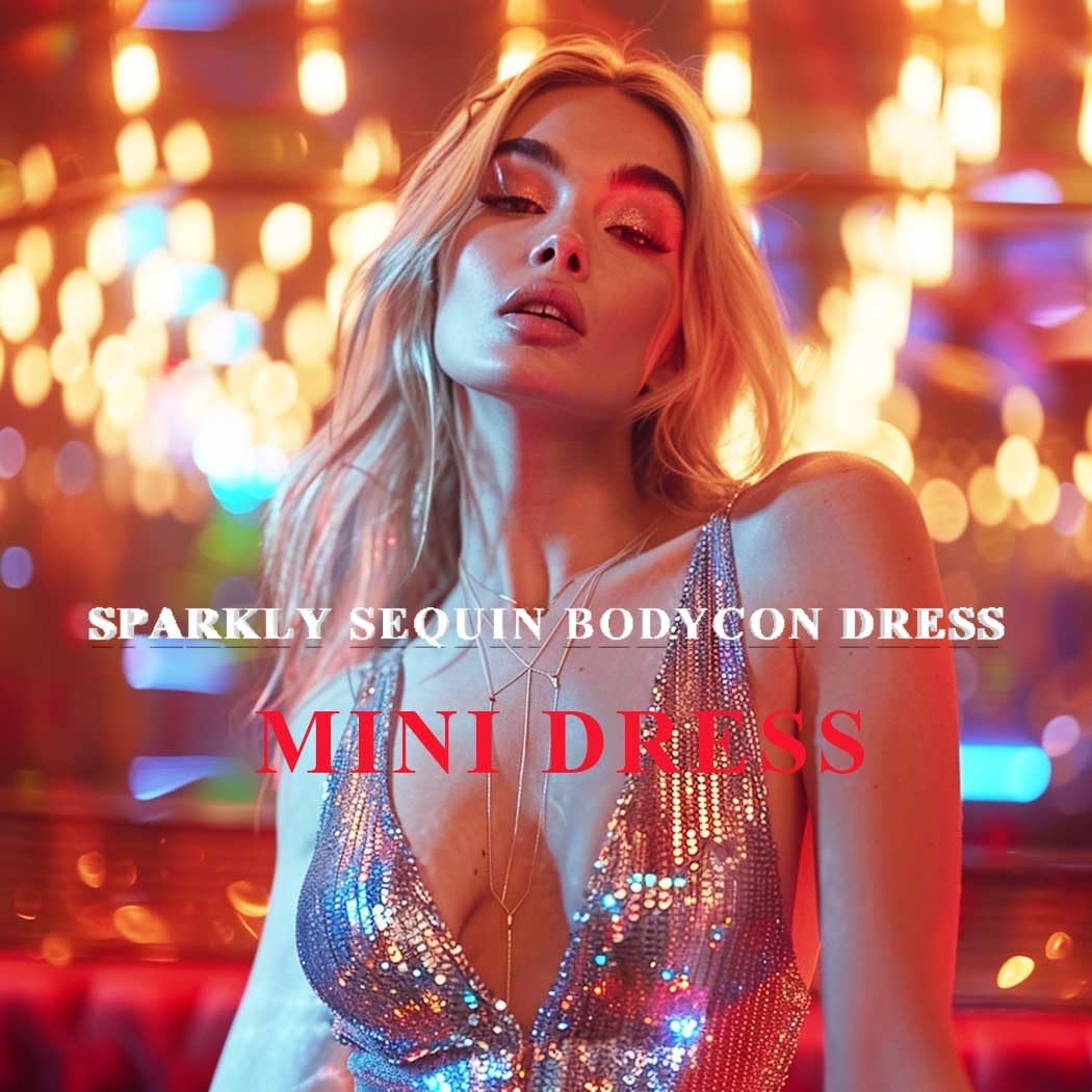 JEWEKY Sequin Bodycon Dress Sparkly Spaghetti Strap Dress Backless Cocktail Party Dresses Women Strapless Clubwear Mini Dress - Image 4