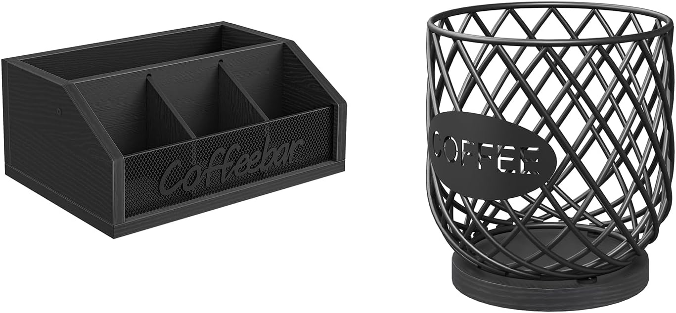 Coffee Pod Organizer for Countertop, Coffee Pod Holder Organizer, Large Capacity Storage Rack with Wooden Base for K Cups, KH11BB-KH09BB