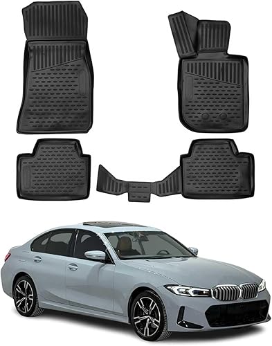 Miniatura 1 de OMAC Alfombrillas de maletero para BMW Serie 3 G20 Sedan 2019-2021 Negro Moldeado 3D Protector trasero Revestimiento de carga de goma  Protección