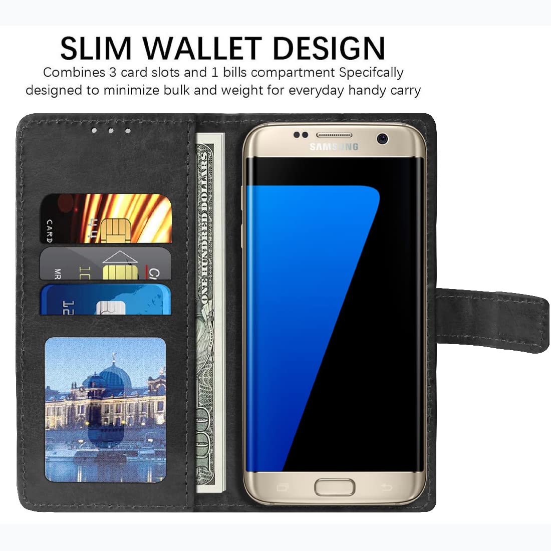 Samsung Galaxy S7 Edge Leather Flip Cover - Protect & Organize -3 Samsung Galaxy S7 Edge Leather Flip Cover - Protect & Organize -3
