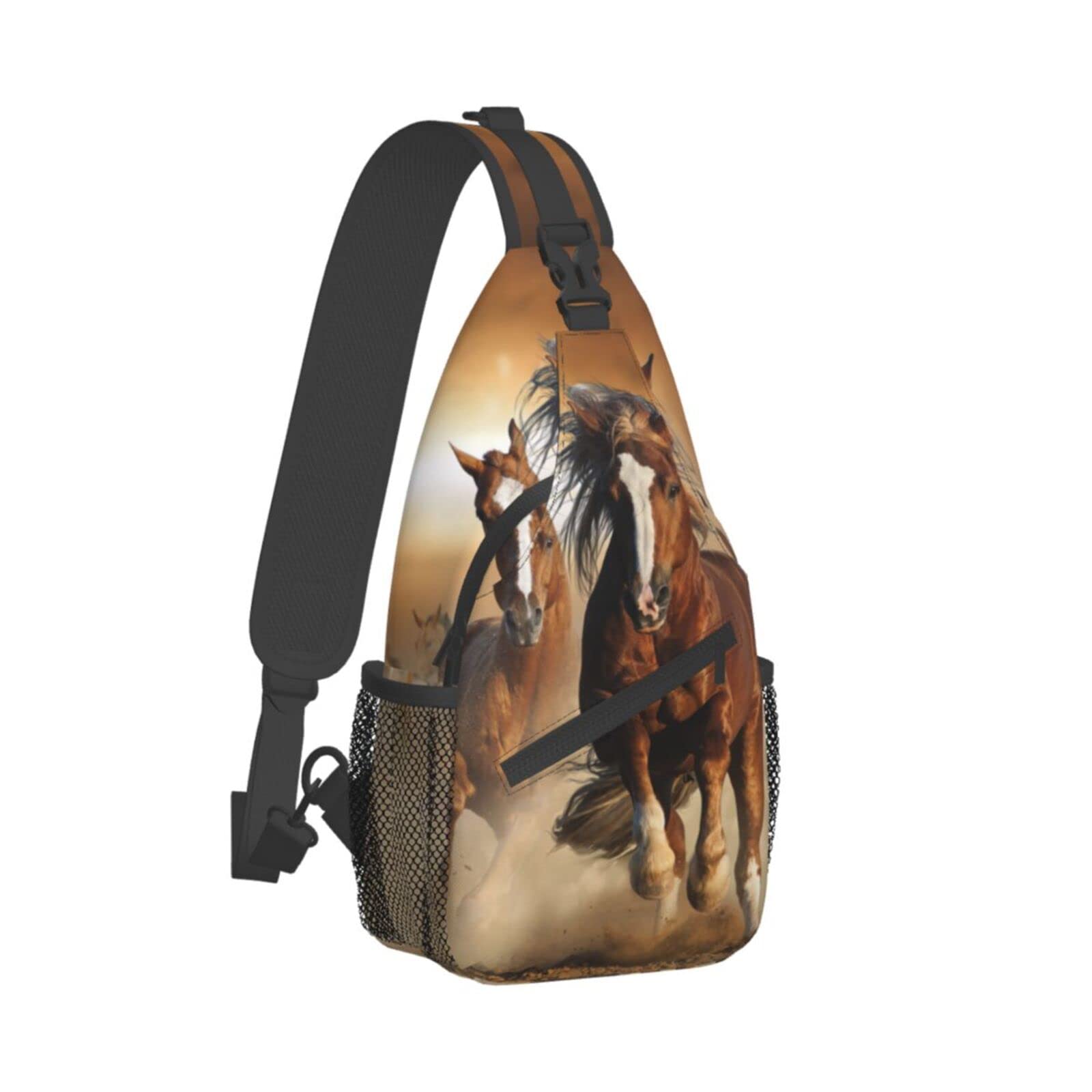 Wild Horses Crossbody Sling Backpack Travel Hiking Chest Daypack For Purses Shoulder Body Bag Women Men's