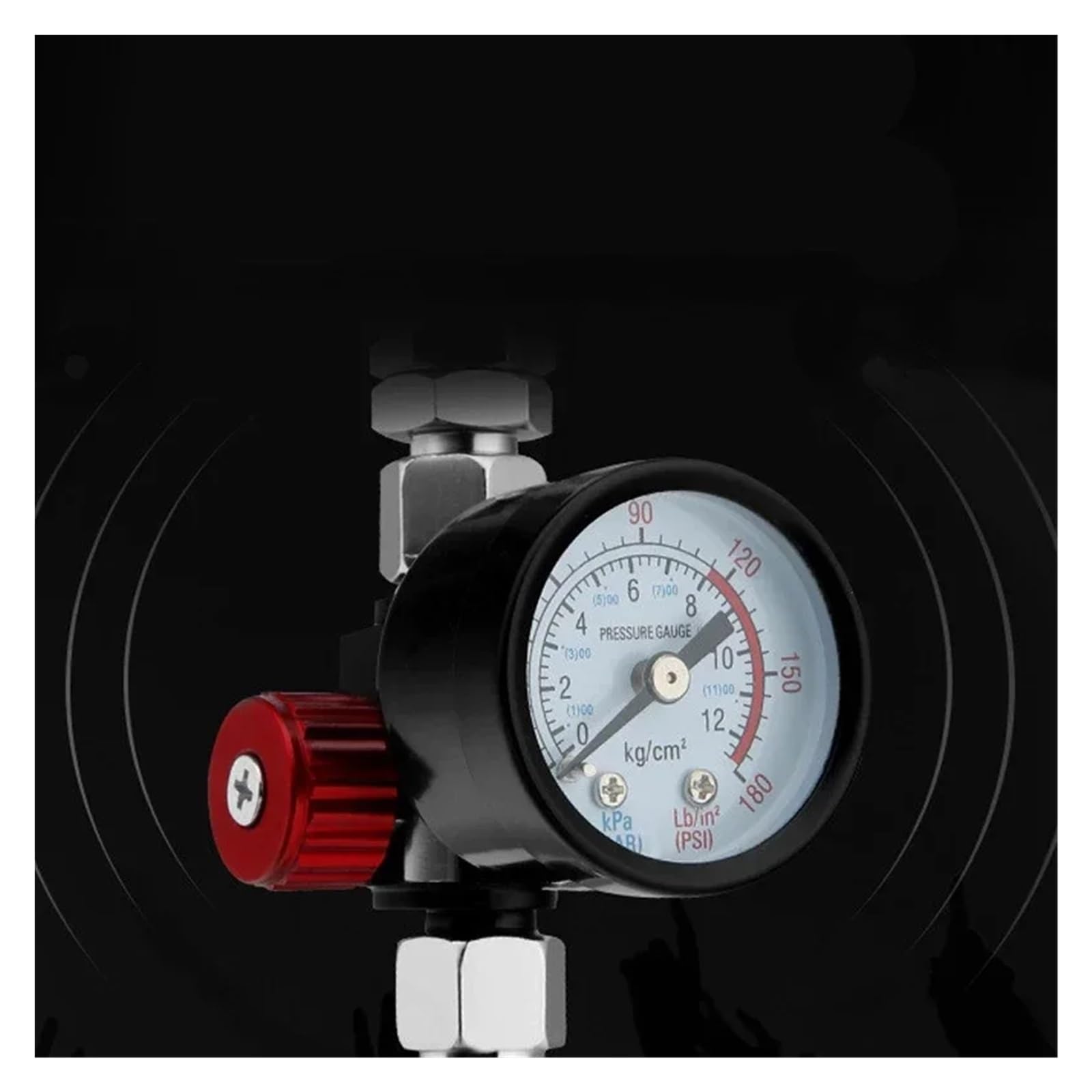 Regolazione pneumatica della pressione Regolatore di pressione dell'aria da 1/4", manometro, utensile a spruzzo e filtro anti-acqua in linea, separatore olio-acqua 0 a 140 PSI/10 bar