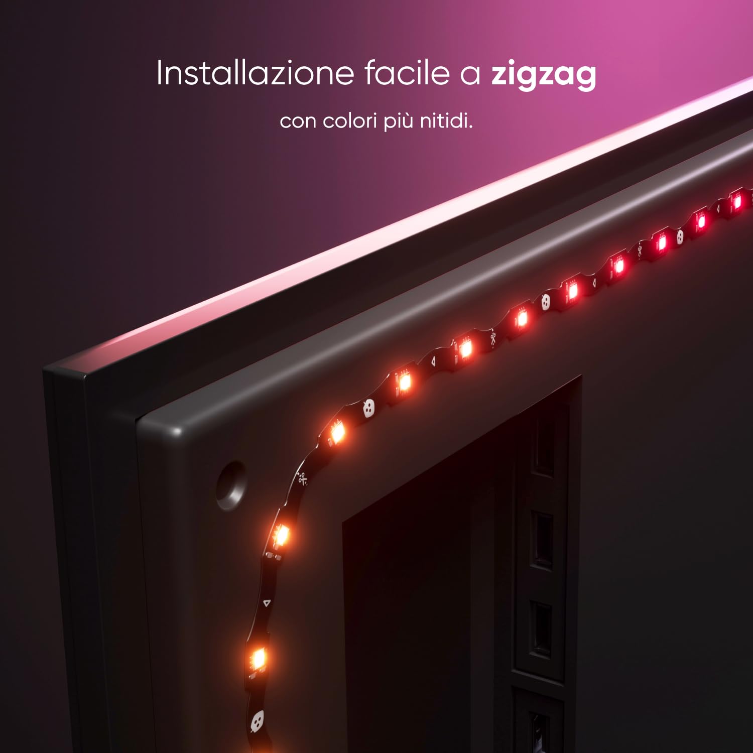 Nanoleaf 4D V2 Striscia LED Screen Mirror per TV 65", Retroilluminazione RGB Intelligente, Zigzag Flessibile con Fotocamera, Sync Musica, Wi-Fi/Bluetooth, Controllo App e Voce (Alexa/Google/Apple)