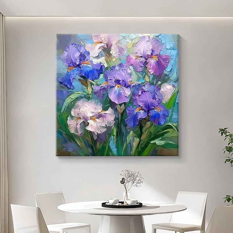 Tableau Iris Violet 120x120 | Solution Grand Format pour Meubler un Mur Vide
