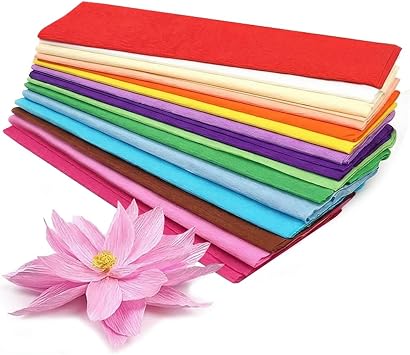 Crepe Paper Rolls 15 Colors 50X100CM, Assorted Colored Packing Paper Sheets, Versatile Craft Paper for Gift Wrapping Paper Flowers Wedding Festival Decoration