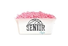 Personalized Team Basketball Name Sport Gift Basket - Senior Night 2026 Grad - Decoration Bin Bucket - 9.5 x 5.75 x 15 Inches