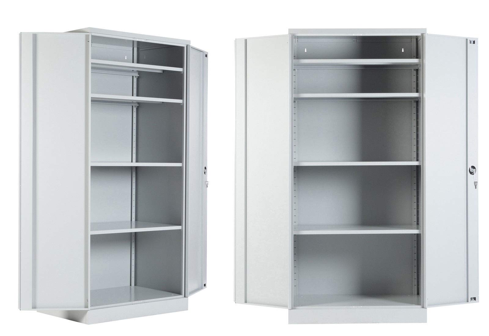 Schrank & Stuhl 2 Werkstattschränke XXL Schwerlastschränke 195 x 92 x 60 cm (HxBxT) GRAU - KOMPLETT MONTIERT
