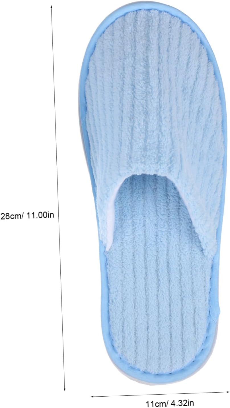 12pairs Disposable Non-slip House Slippers for Guests Each Purple White Comfortable Fleece Bathroom Shoes for Home Hotel Spa Use