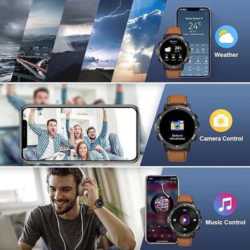 Miniatura 6 de Basznrty Reloj inteligente para hombre Fitness (llamadarespuesta de llamada) Bluetooth Militar Smartwatch para teléfonos Android iPhone impermeable