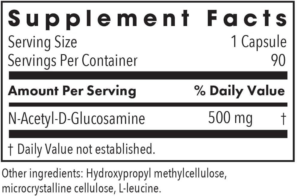 Allergy Research Group N-Acetyl D-Glucosamine 500mg - NAG Supplement, Joint Support, Glucosamine Sulfate, Joint Health Formula, Motility Activator, Vegan, Non-Sulfur, Vegetarian Capsules - 90 Count - Image 2