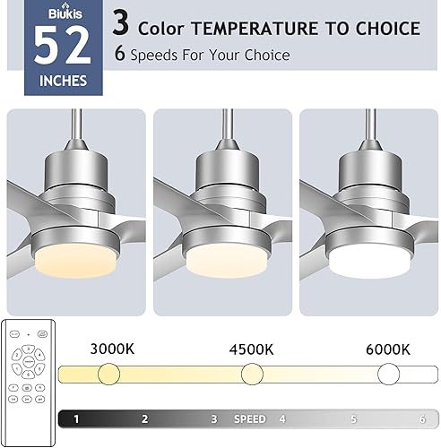 Miniatura 4 de Ventiladores de techo con luces, ventilador de techo negro para interiores y exteriores con control remoto, ventiladores de techo modernos de 52