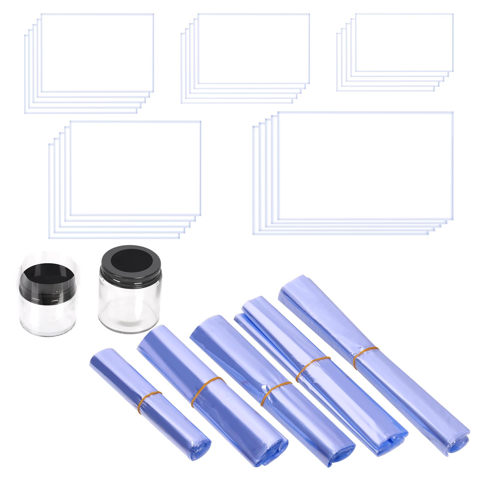 Mardatt 190Pcs 5 Sizes Heat Shrink Wrap Bags Set Clear PVC Heat Shrink Bags Soap Shrink Wraps Disposable Shoe Cover Wrap Bags Shrink Packaging Bags for Packing Shoes Gift Candle