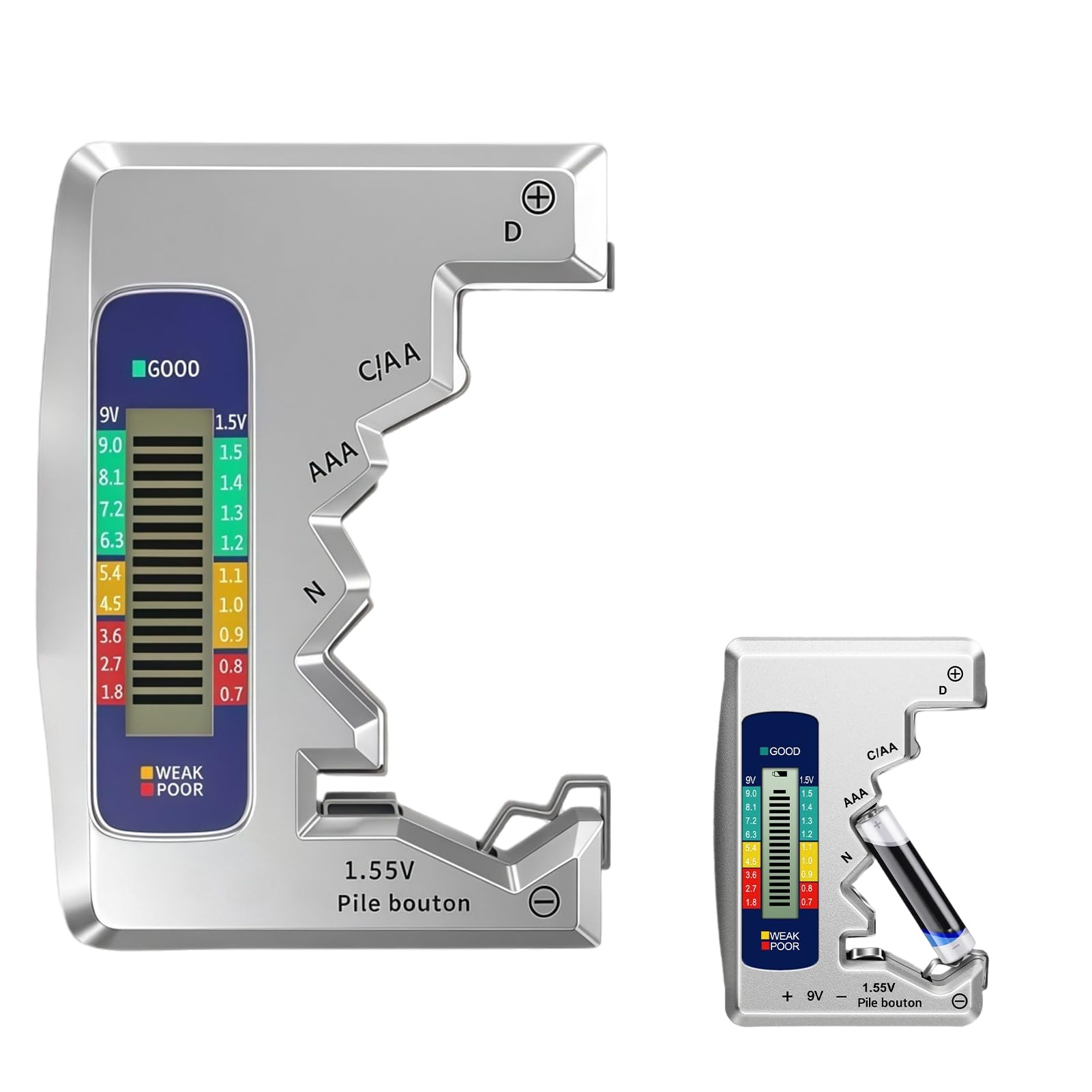 Universal Battery Tester pour Piles AA AAA C D N 9V 1.5V