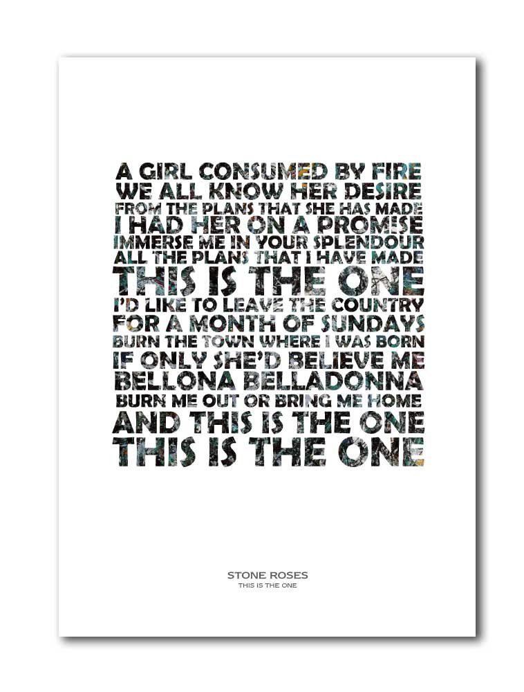 Libretto Designs Stone Roses - This Is The One - A4 Unframed Art Print With Lyrics