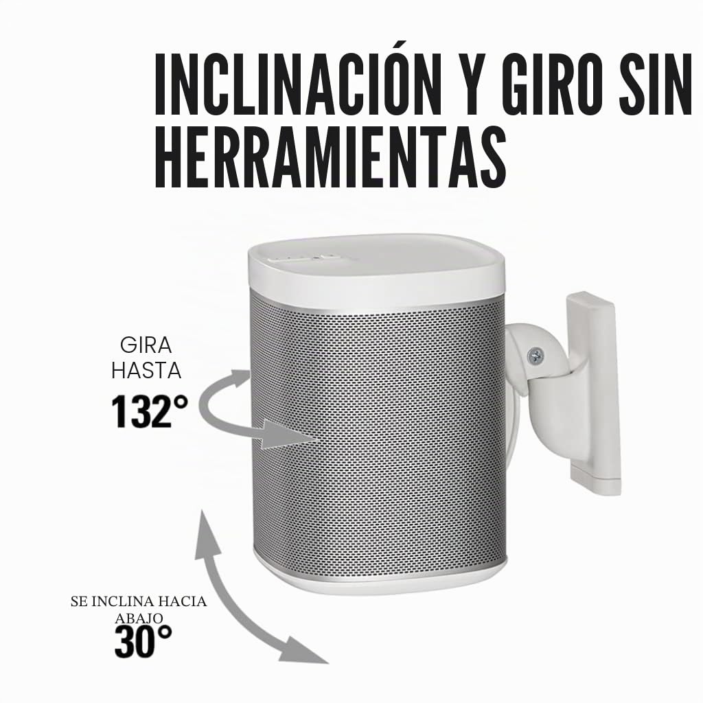 Sanus Soportes de Pared Ajustables para Altavoces diseñados para SONOS One, Play:1 & Play:3 – Par (Blanco)