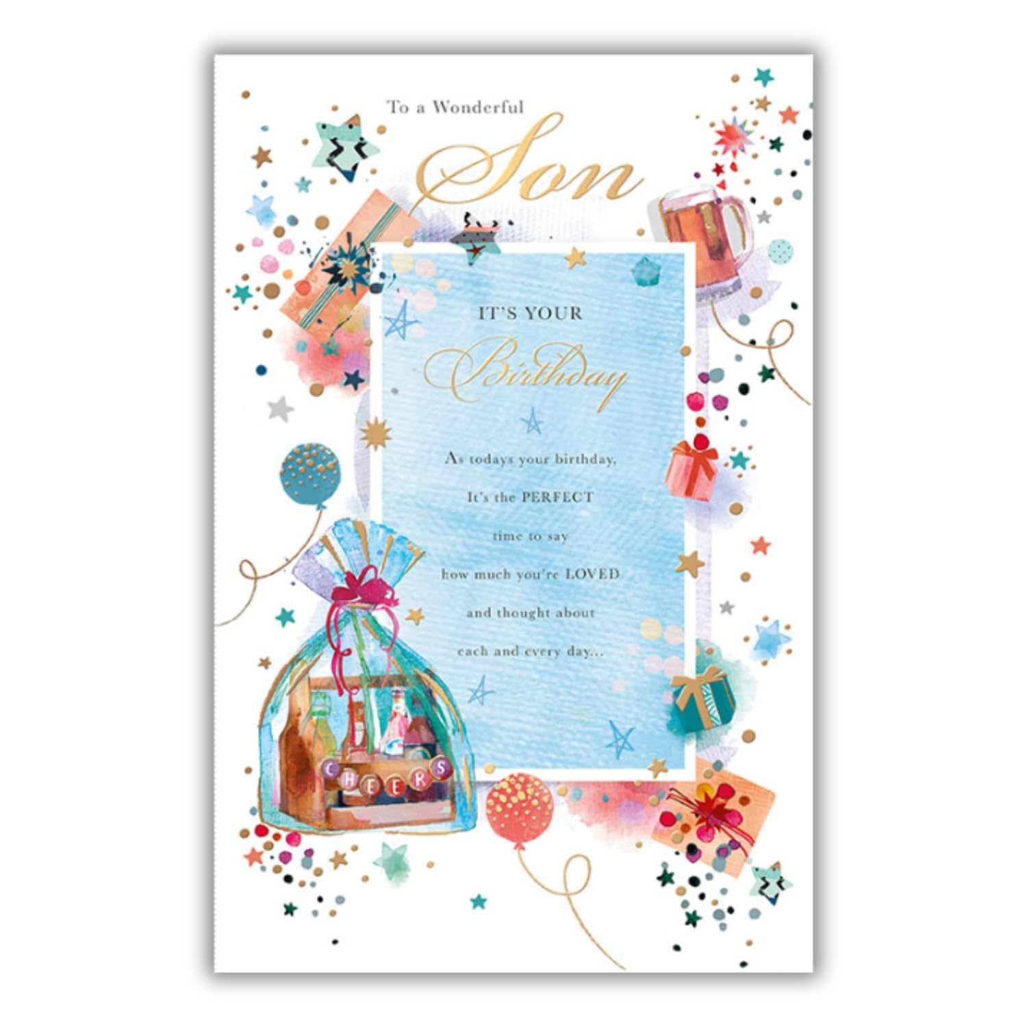 WORDS 'N' WISHES Traditional Son Birthday Card, Birthday Card for Son, Multi-Coloured 25.8 x 16.9 cms