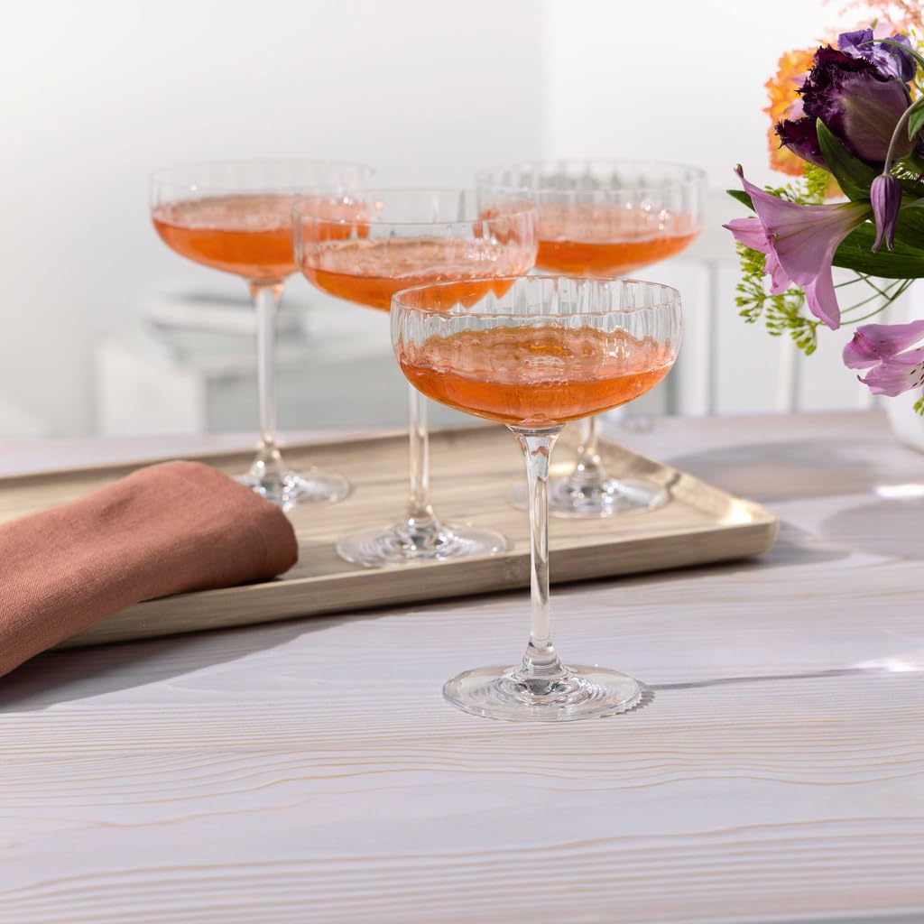 Villeroy & Boch - Rose Garden verres à champagne ens. de 4 pcs transp., lave-vaisselle, ensemble 4 flûtes pr mousseux, prosecco, pétillant et champagne, coupes à champagne design vintage, cristallin