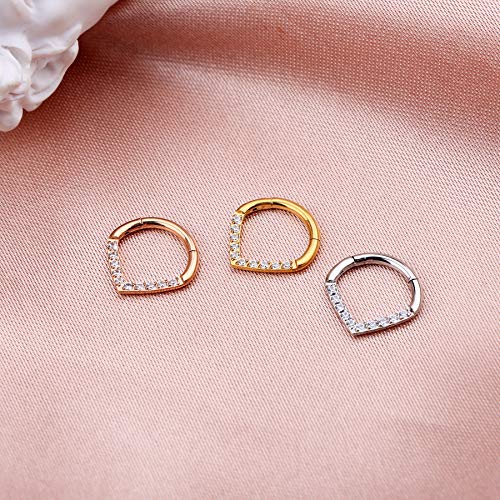 CM Crareesi Mania Teardrop Daith Earrings Hoop Hinged Clicker Rings 16G Helix Cartilage Earrings Hoop 316L Stainless Steel CZ Helix Tragus Daith Septum Clicker Jewelry4