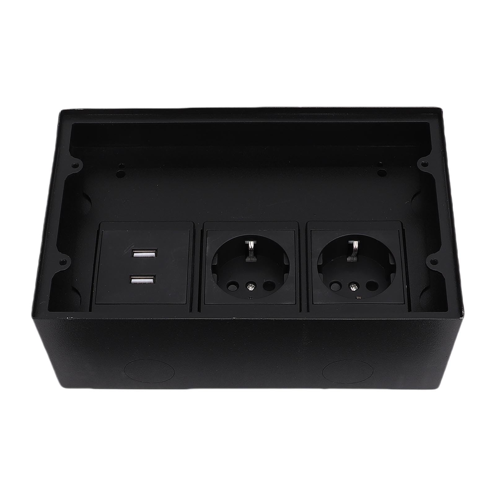 Ausla Scatola di Derivazione da Incasso a Pavimento, Kit Presa Piatta Impermeabile in Acciaio Inossidabile con 2 Porte e 2 USB per Casa e Ufficio