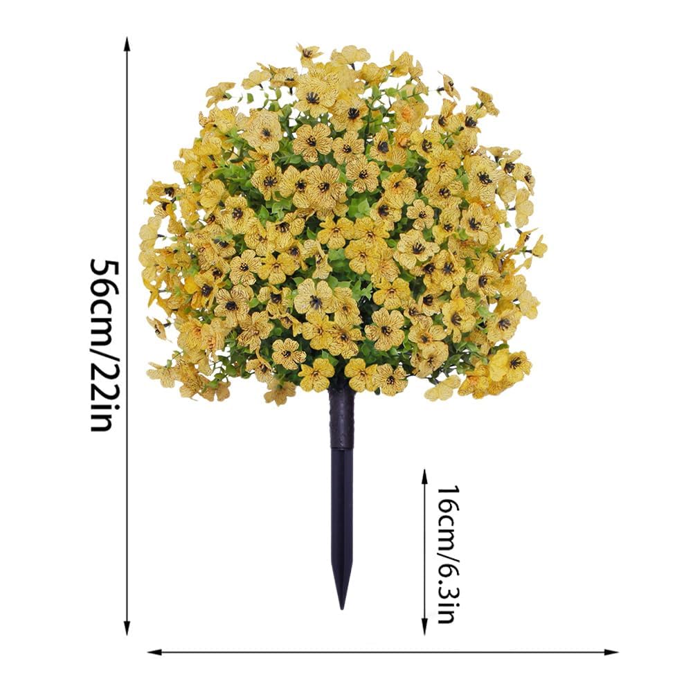 2 Stück Kunstblumen Outdoor 60cm Wetterfest Farbenfroh Mit Erdspieß,Gelb | UV-beständige Seidenblumen Pflegefrei Ganzjährig Farbenprächtig für Home Garten Blumenbeet Außendekoration